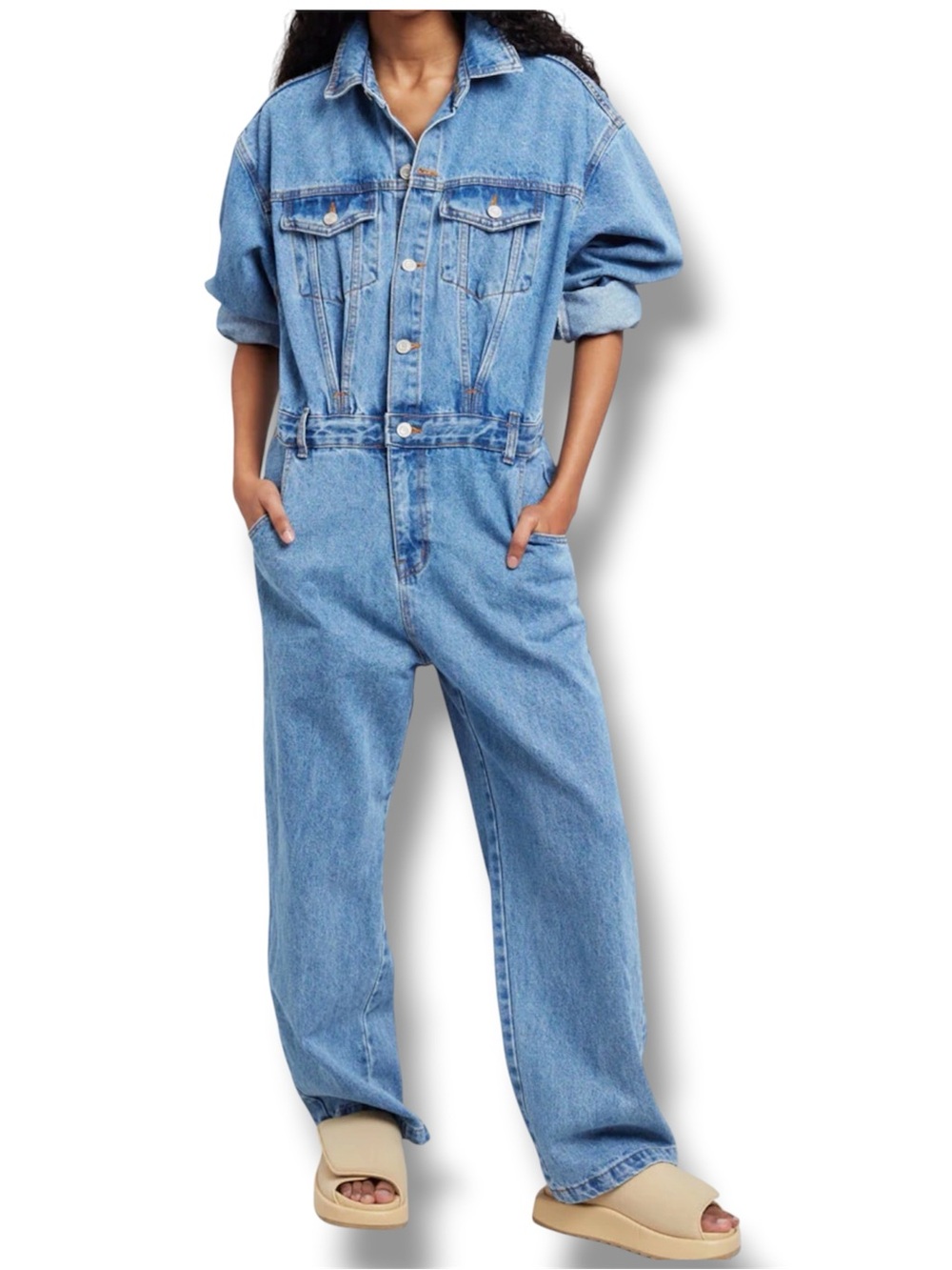 The Frankie Shop Jas Denim Jumpsuit Coverall Size Small Sark Indigo